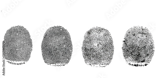 four fingerprint patterns isolated on transparent background