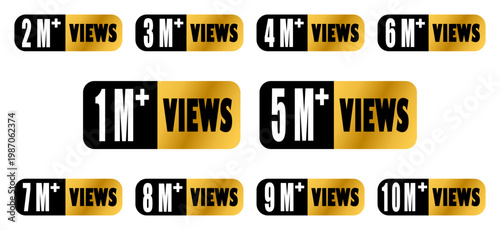 1 to 10 Million Views Badge Stock Vector