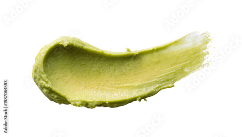 Photography Green avocado paste smear, isolated on transparent background