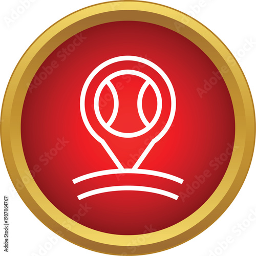 Location pin icon with a tennis ball showing a sports facility on a map