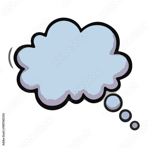 Hand Drawn Blue Comic Thought Bubble Illustration