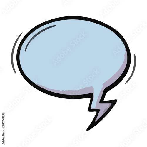 Blue Comic Speech Bubble with Lightning Tail Vector Illustration