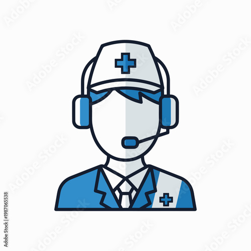Medical Emergency Dispatch Operator Icon Vector Illustration