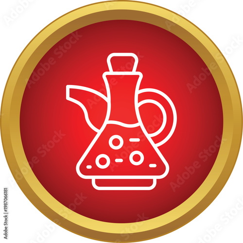 Outline icon representing an olive oil cruet with a liquid inside with bubbles