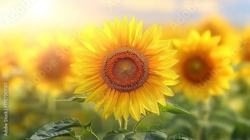 Vibrant Sunflowers in Full Bloom Under the Bright Summer Sun, Symbolizing Joy and Prosperity