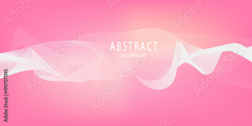 An abstract background with a pink base color and waves running through the center of the image. The waves are white, gradually changing.