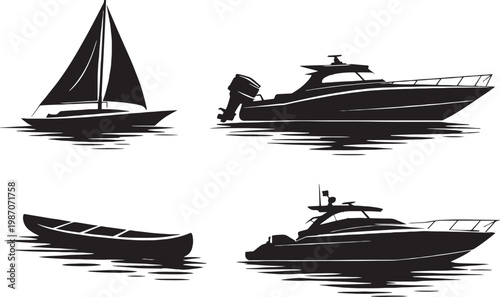 Heavy excavator silhouette set, industrial construction machinery icons, 6 vector digging equipment illustrations for civil engineering projects