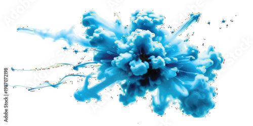 Abstract blue ink cloud explosion on white background, vector illustration