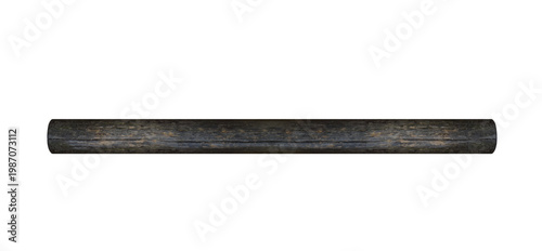 Old wooden club hand, horizontal. On isolated transparent background.