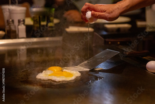 Photography Frying an egg on Hibachi Grill