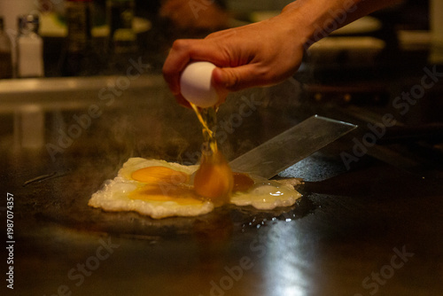 Frying an egg on Hibachi Grill