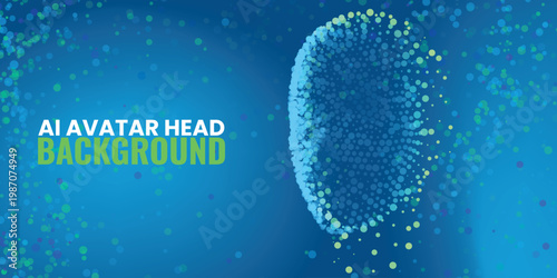 Neon ai avatar head glowing in dark futuristic space