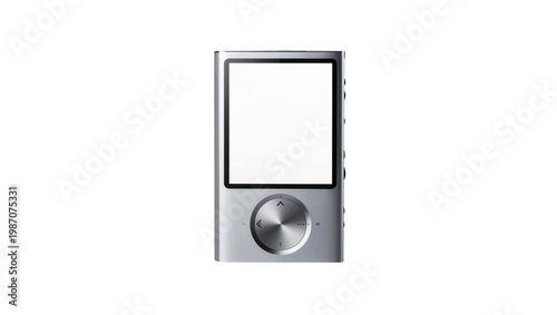 Cuadro en lienzo Silver portable digital music player with circular control wheel, isolated on tr