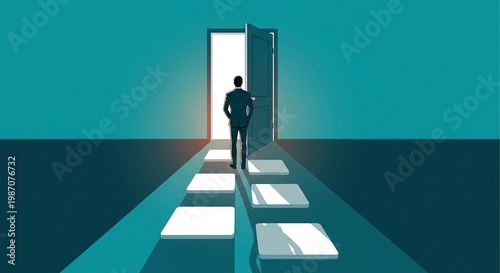 Wallpaper Mural A man stands at an open door leading to opportunities in a business career concept. Torontodigital.ca