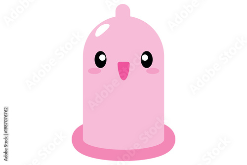 Happy Condom cartoon character. Protection, contraception. AIDS, HIV, unwanted pregnancy. Safe sex, contraception. Cute emoji preservative. Vector illustration isolated on white background.