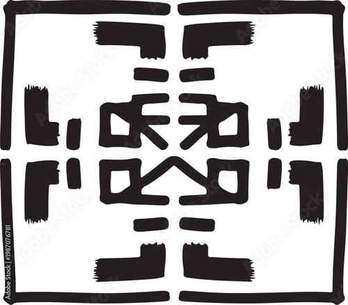 Geometric, abstract, black, brush stroke, shapes, vector, design element, pattern