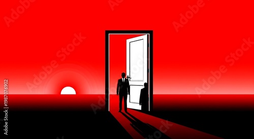 Wallpaper Mural Businessman steps into new opportunities at sunset with briefcase Torontodigital.ca