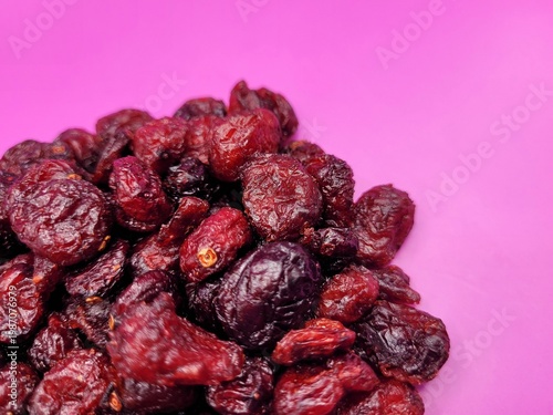 Sweet portion of dried cranberries against a beautiful background