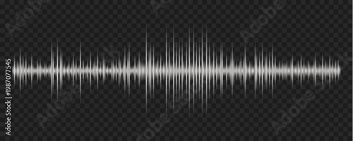 A grayscale waveform visualization is prominently displayed against a dark transparent checkered background high-quality professional detailed modern