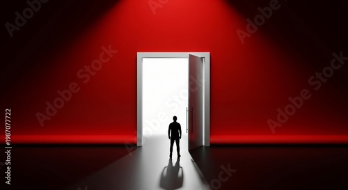 Wallpaper Mural A person stands before an open door leading to a bright Business & career concept opportunity Torontodigital.ca