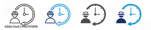 work hours icon set with multi concept