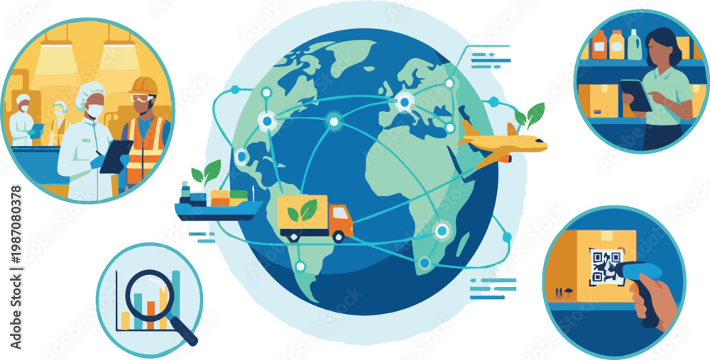 Fototapeta premium Global Supply Chain Logistics and Green Shipping Concepts