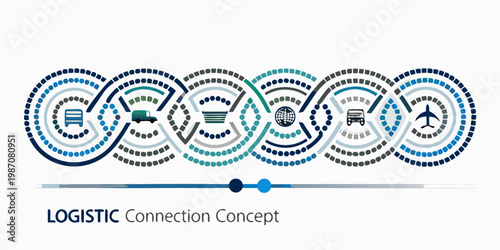 Logistics and transportation connections illustrated with circular wave patterns