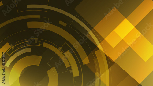 Gold cyber technology background, futuristic HUD and geometric vector
