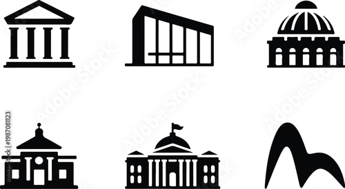 Museum Silhouette Icon Collection Set
