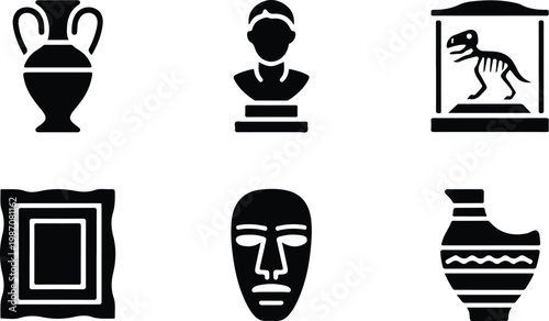 Museum Silhouette Icon Collection Set
