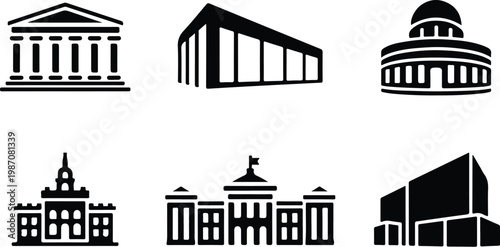 Museum Silhouette Icon Collection Set