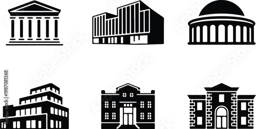 Museum Silhouette Icon Collection Set