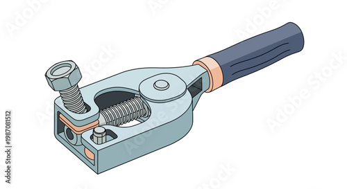 Black metal hair clipper with a steel comb and scissors isolated on a plastic work surface alongside professional grooming equipment and a business tool object