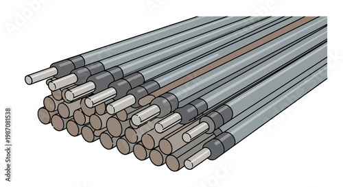 Gemini berkata

An isolated pile of steel pipes and metal construction equipment set against a white background for industrial industry use