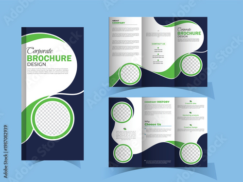 Corporate business trifold brochure template clean modern layout design