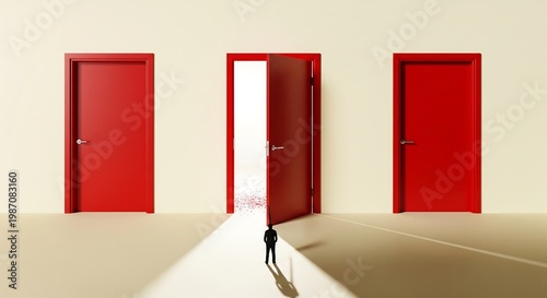 Wallpaper Mural Business career concept with person walking towards open door opportunity Torontodigital.ca