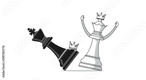 Black and white chess king pieces.