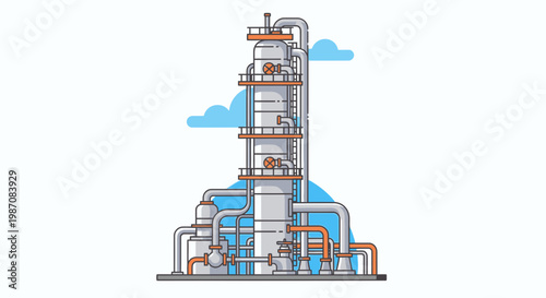 Industrial facility with pipes and towers.