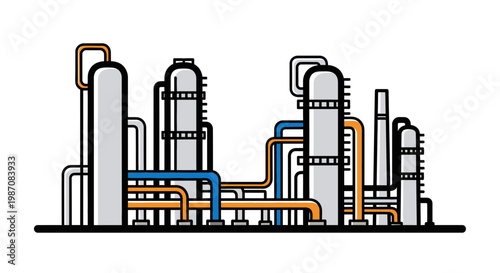 Industrial factory pipeline system diagram.