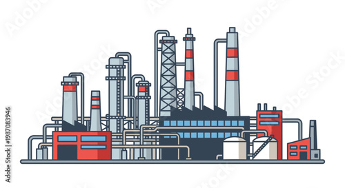 Industrial factory plant with smokestacks 2.