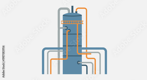 Industrial Machine with Colorful Pipes.