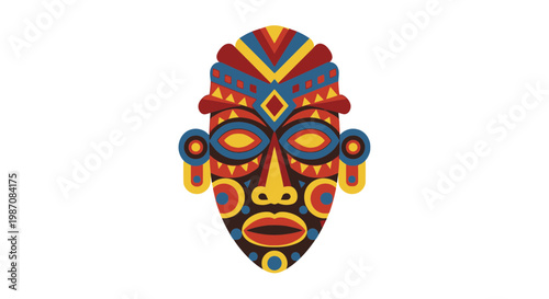 Vibrant Tribal African Face Mask Design.