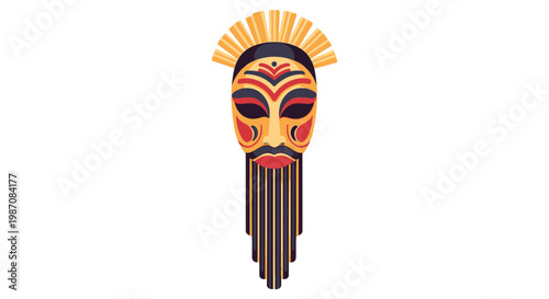 Vibrant Tribal Mask Design Closeup.