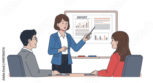 Businesswoman Presenting to Colleagues in Meeting.