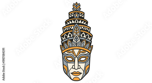 Colorful Decorative Mask Face Closeup.