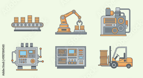 Industrial factory machines and equipment.