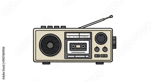 Vintage Cassette Tape Radio Player Device.