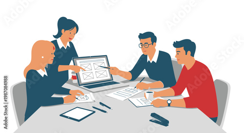Business people sitting at meeting table.