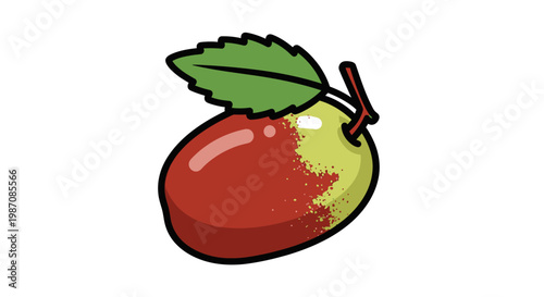 Colorful illustration of a red apple.