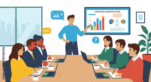 Businessman presenting to colleagues in meeting 5.